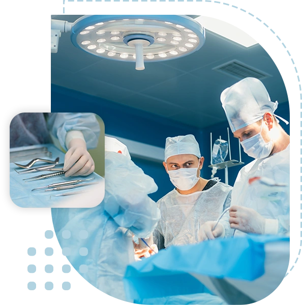 Team of professional surgeons doing surgery in hospital